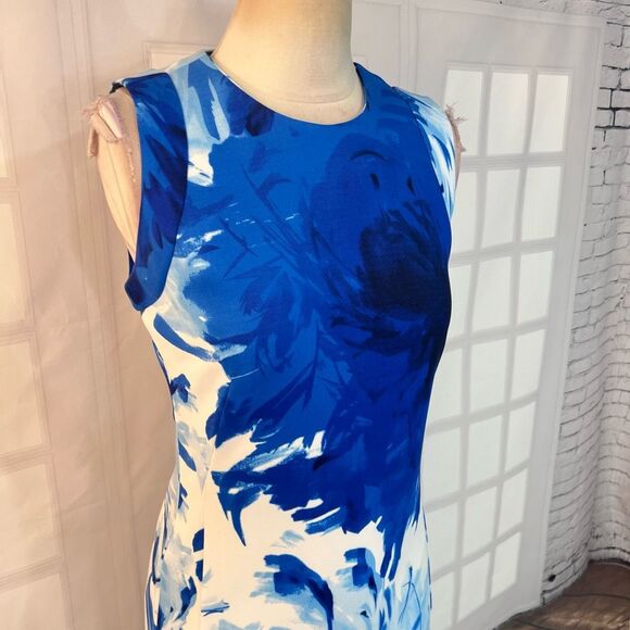 Carmen Carmen Marc valvo blue white print sheath dress size small - Picture 2 of 9